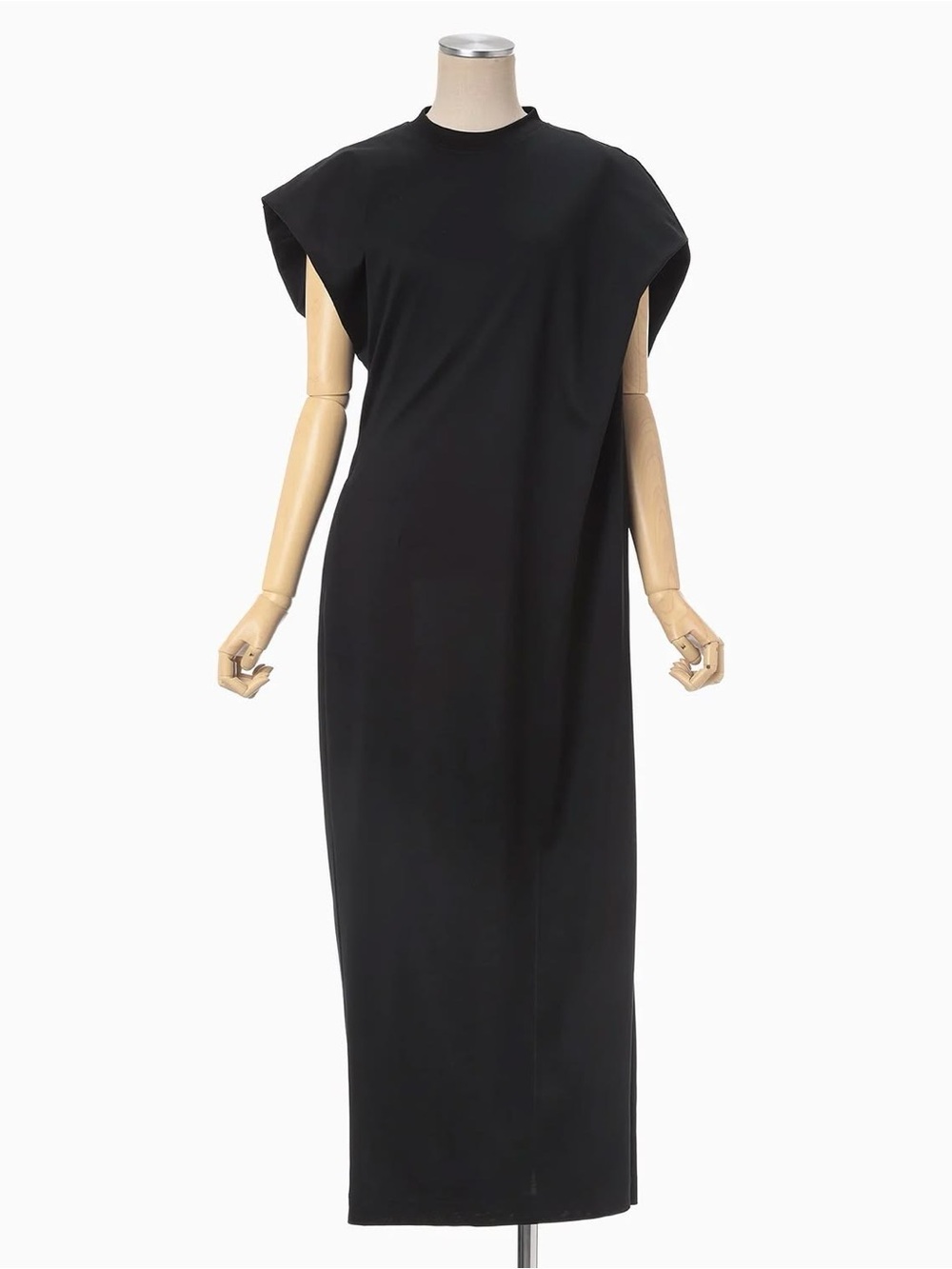 Mame Kurogouchi Double Jersey Asymmetric Black Maxi Dress size 2 Japan NWT